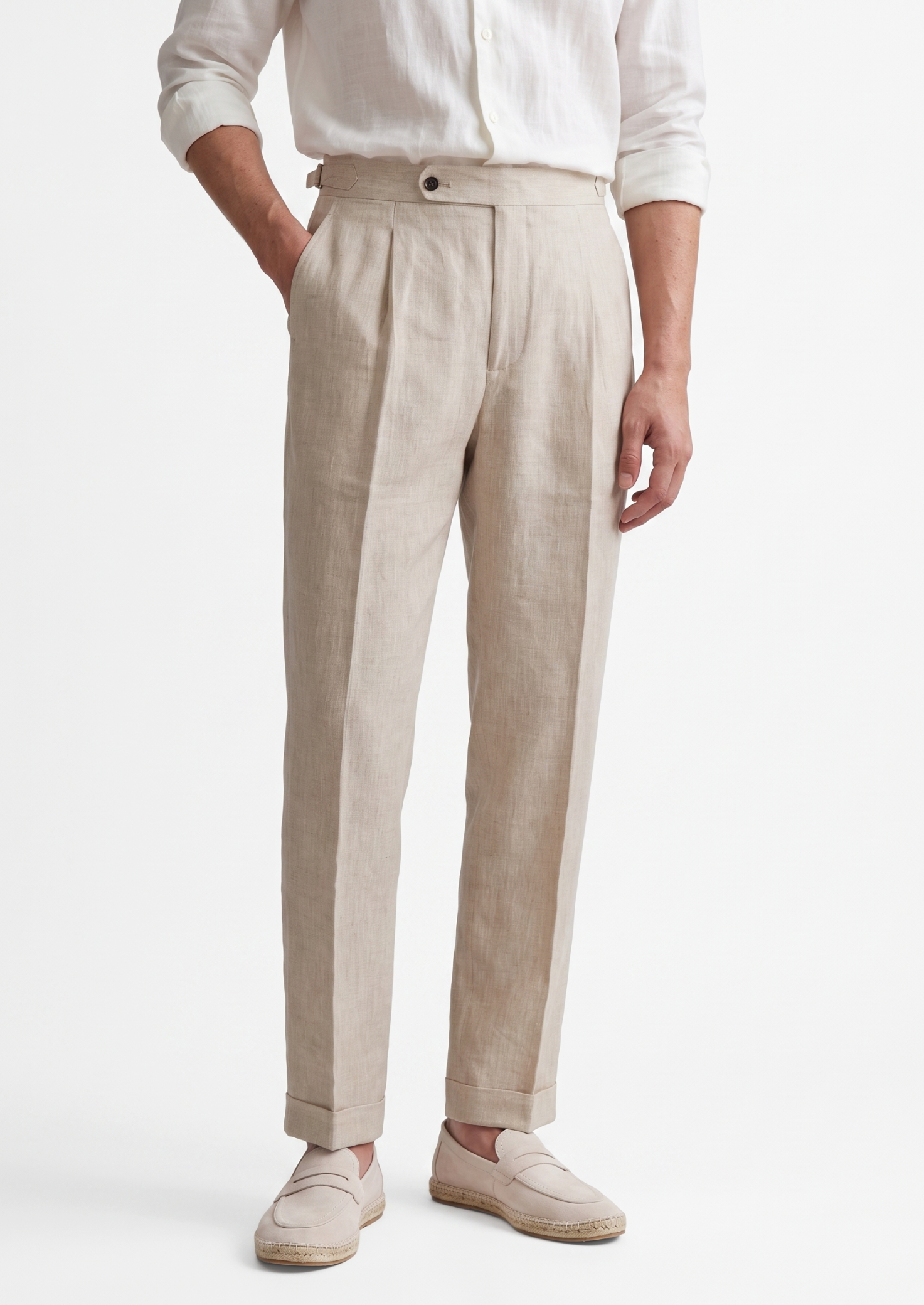 Tuscany Pleated Coastal Trousers - Ivory | Solmar
