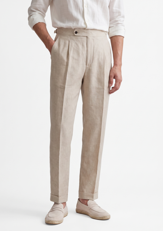 Tuscany Pleated Coastal Trousers - Ivory | Solmar