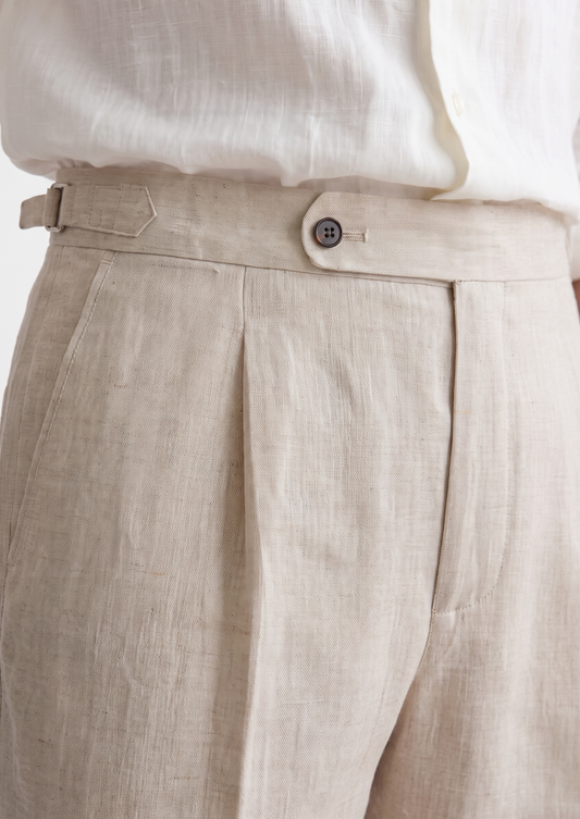 Tuscany Pleated Coastal Trousers - Ivory | Solmar