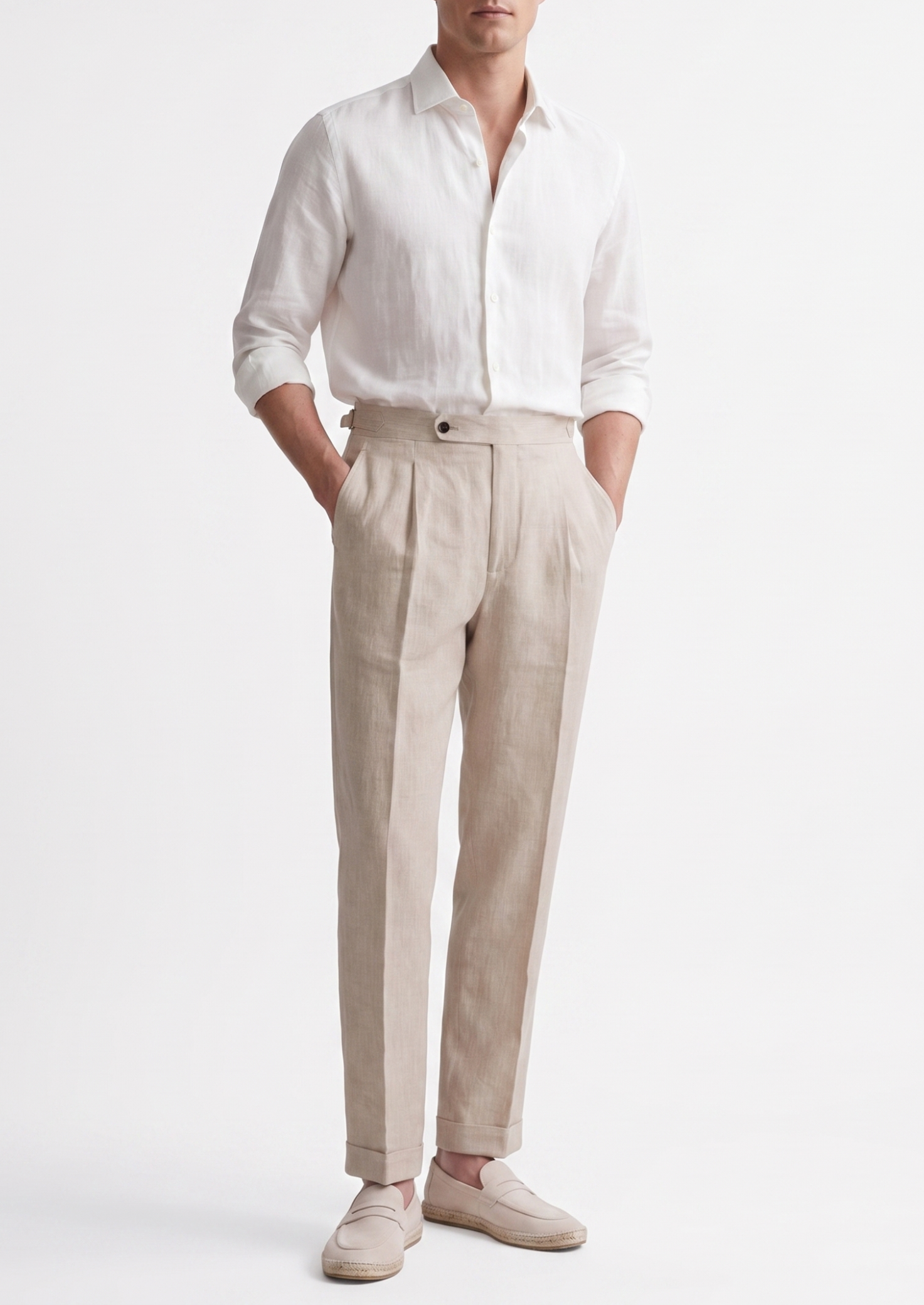 Tuscany Pleated Coastal Trousers - Ivory | Solmar