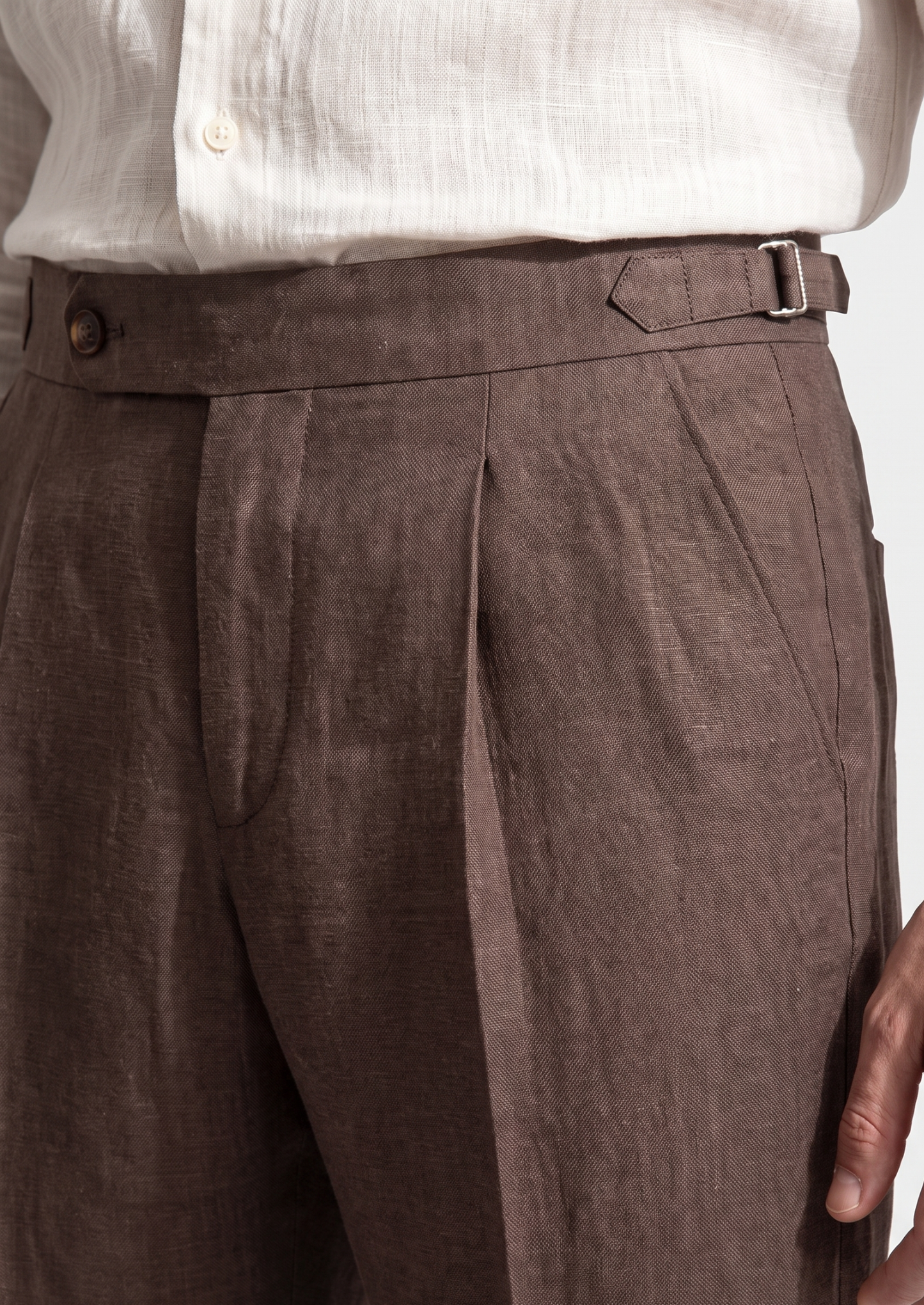 Tuscany Pleated Coastal Trousers - Dark Brown | Solmar