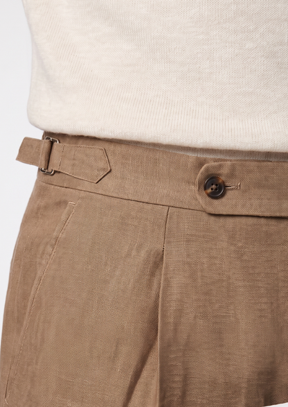 Tuscany Pleated Coastal Trousers - Caramel | Solmar