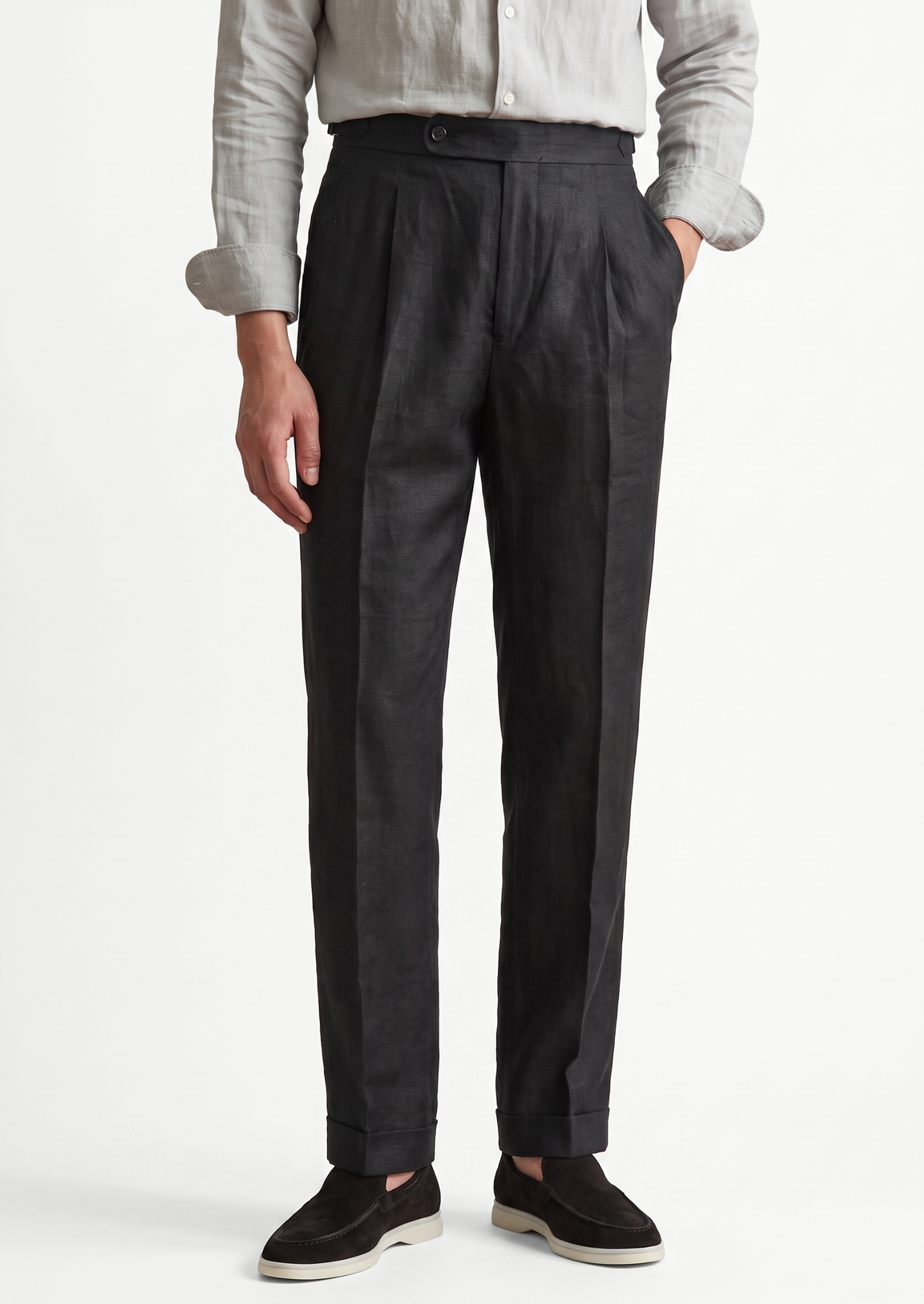 Tuscany Pleated Coastal Trousers - Black | Solmar