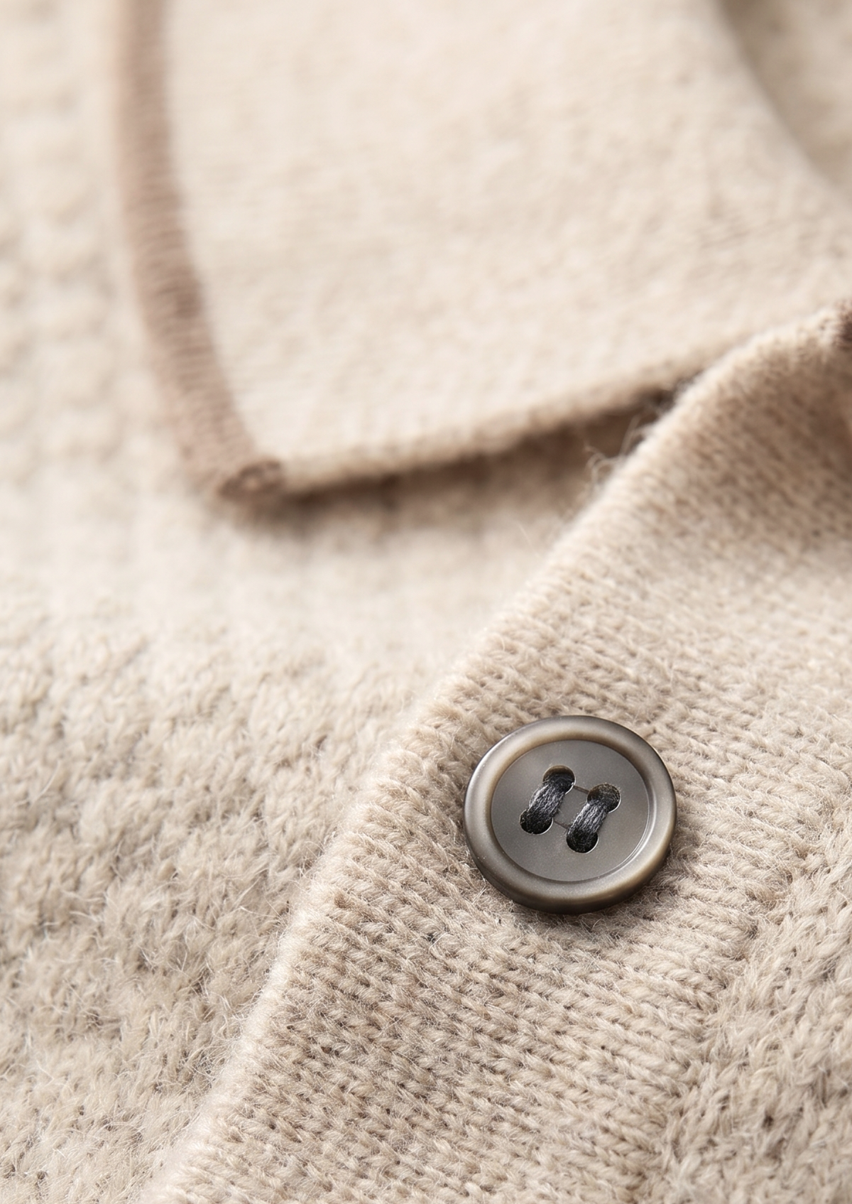 Premium Cashmere Ivory Two-Tone Polo | Solmar