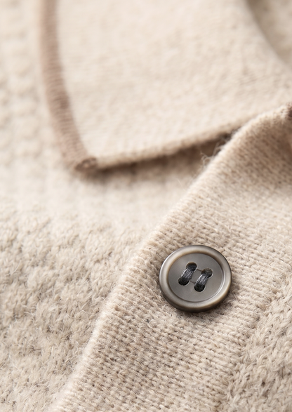 Premium Cashmere Ivory Two-Tone Polo | Solmar