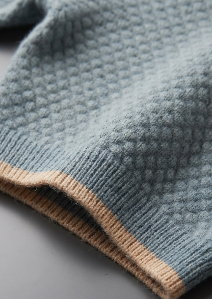 Premium Cashmere Sea Blue Two-Tone Polo | Solmar