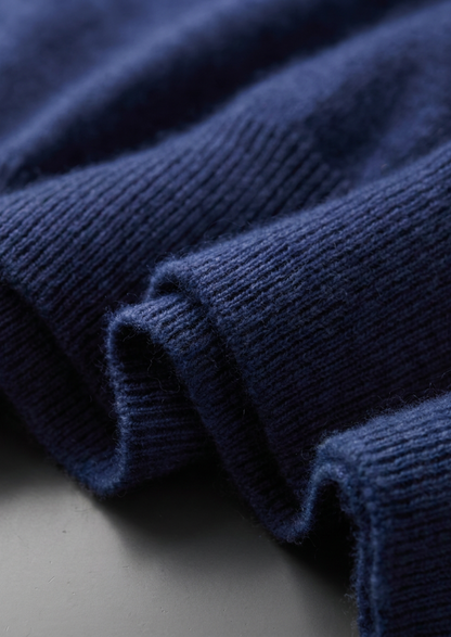 Premium Cashmere Classic Crewneck T-Shirt - Navy Blue | Solmar