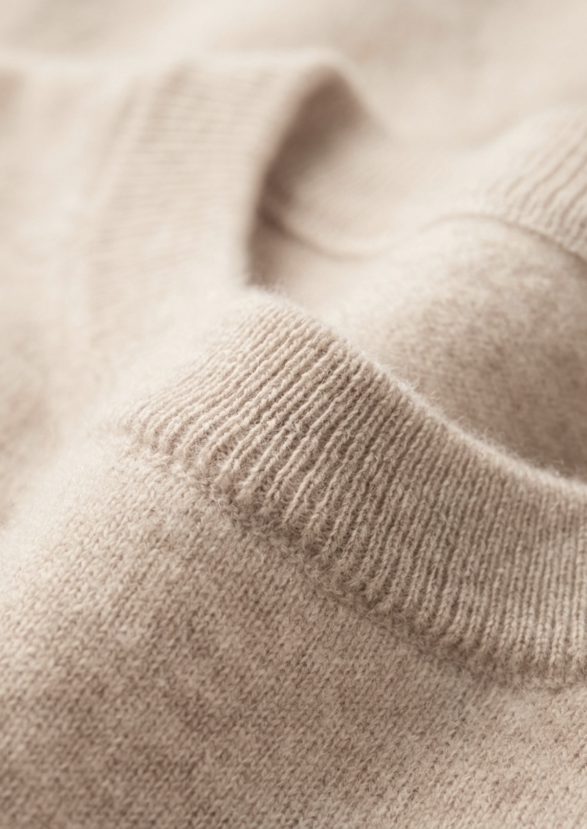 Premium Cashmere Classic Crewneck T-Shirt - Ivory Mocha | Solmar