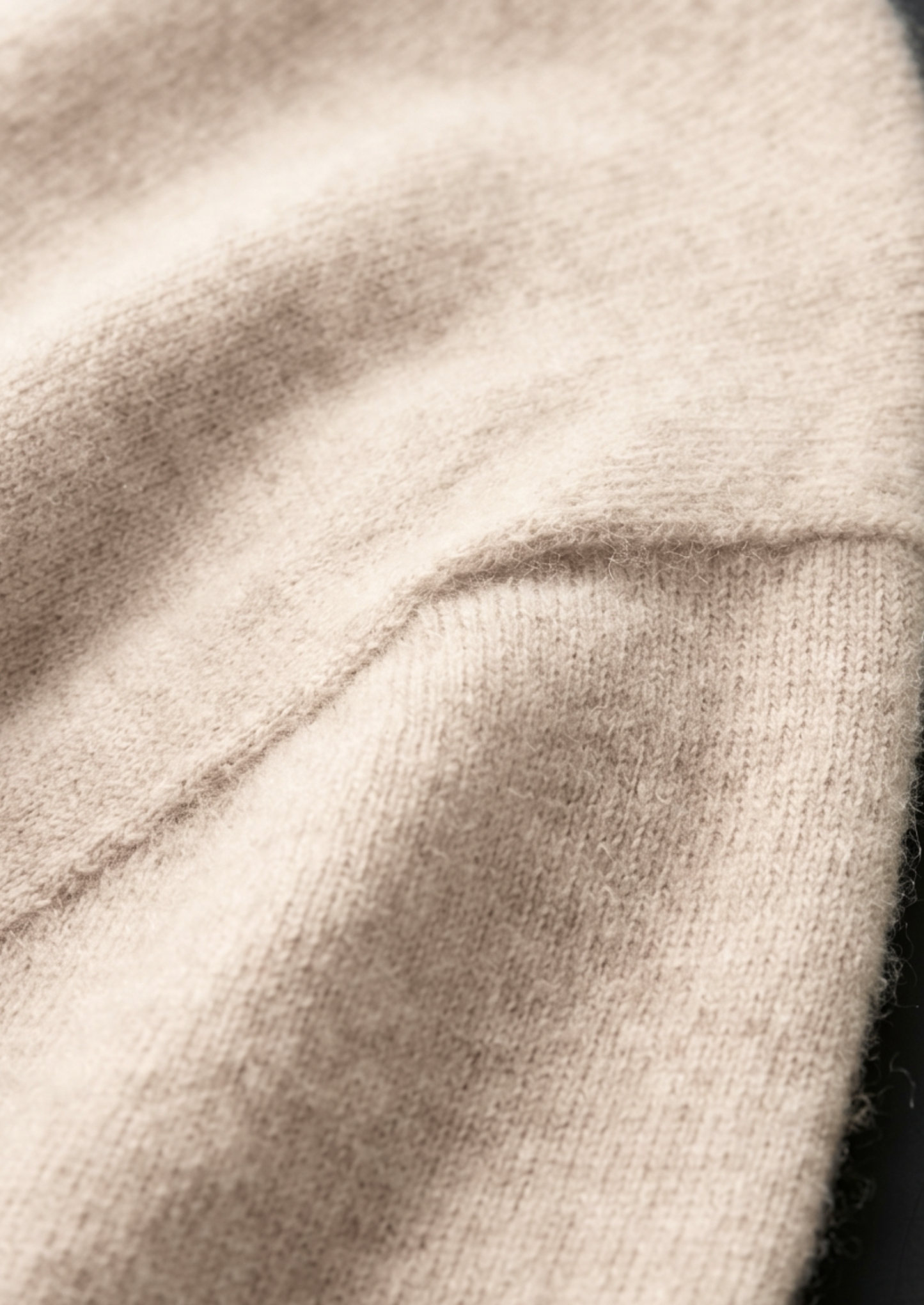 Premium Cashmere Classic Crewneck T-Shirt - Ivory Mocha | Solmar