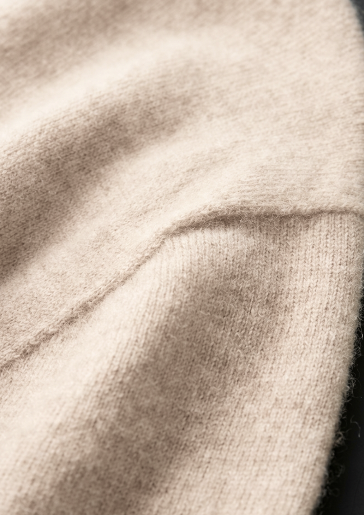 Premium Cashmere Classic Crewneck T-Shirt - Ivory Mocha | Solmar