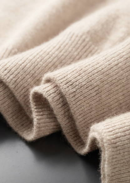 Premium Cashmere Classic Crewneck T-Shirt - Ivory Mocha | Solmar