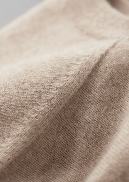 Premium Cashmere Classic Crewneck T-Shirt - Ivory Mocha | Solmar