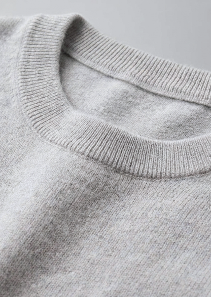 Premium Cashmere Classic Crewneck T-Shirt - Light Gray | Solmar