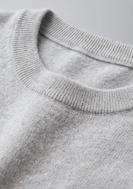 Premium Cashmere Classic Crewneck T-Shirt - Light Gray | Solmar