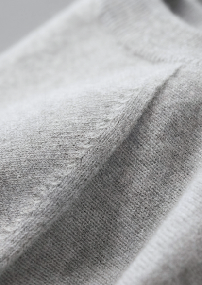 Premium Cashmere Classic Crewneck T-Shirt - Light Gray | Solmar