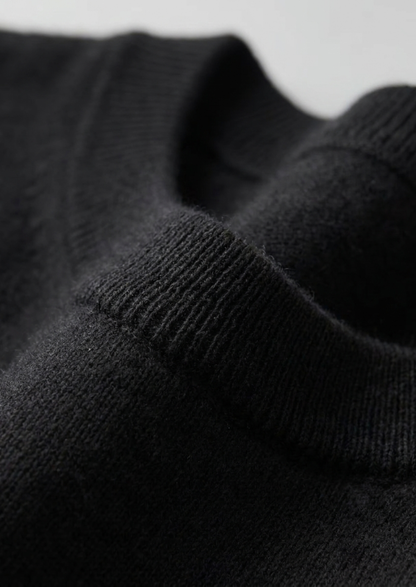 Premium Cashmere Classic Crewneck T-Shirt - Black | Solmar