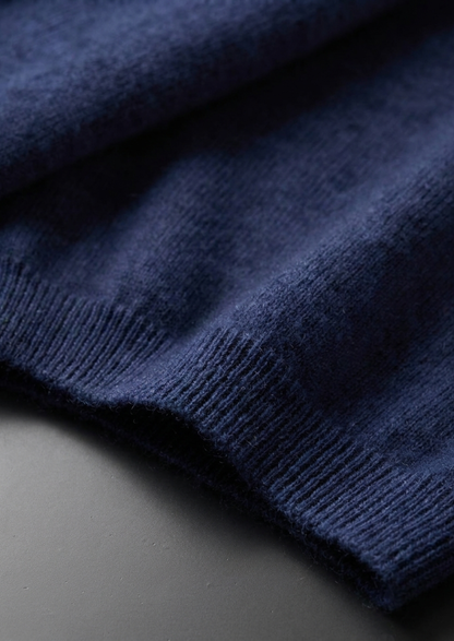 Premium Cashmere Classic Crewneck T-Shirt - Navy Blue | Solmar