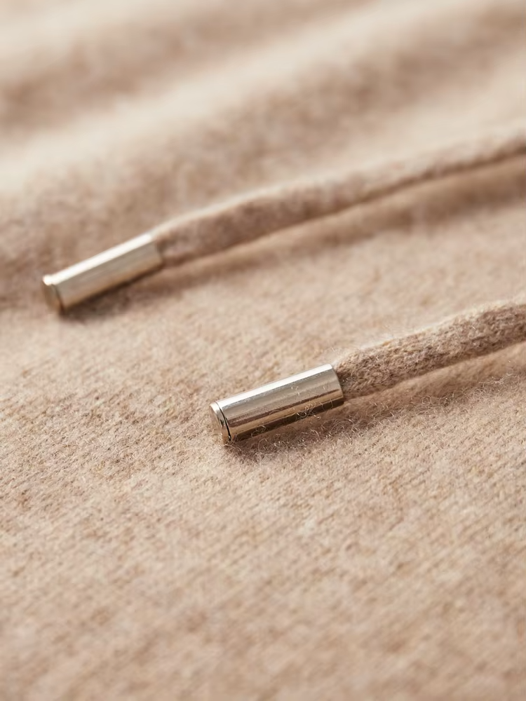 Pure Extra-Fine Merino Wool Beige Leisure Hoodie | Solmar
