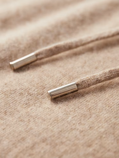Pure Extra-Fine Merino Wool Beige Leisure Hoodie | Solmar