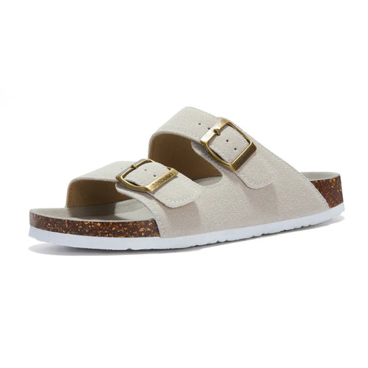 Maibulun Suede Arizona Sandals - Cream | Solmar