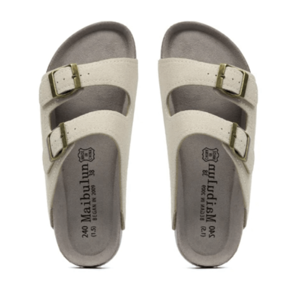 Maibulun Suede Arizona Sandals - Cream | Solmar