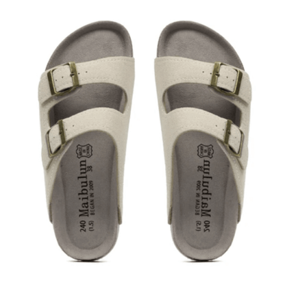 Maibulun Suede Arizona Sandals - Cream | Solmar