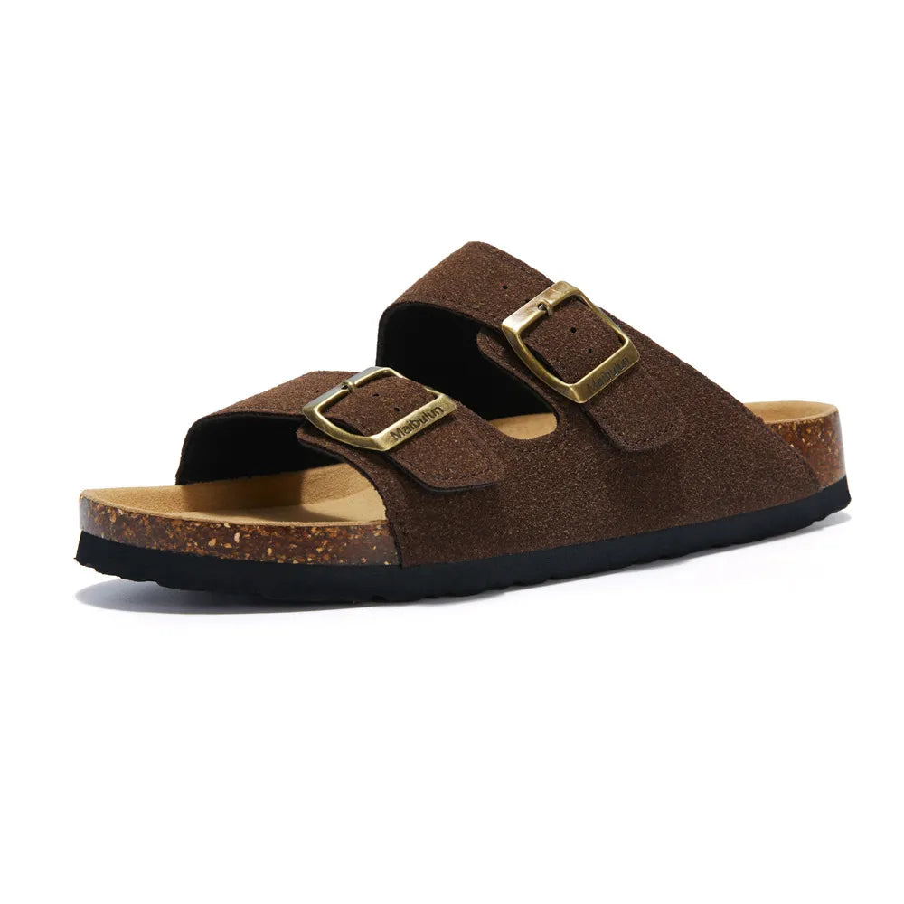 Maibulun Suede Arizona Sandals - Dark Brown | Solmar