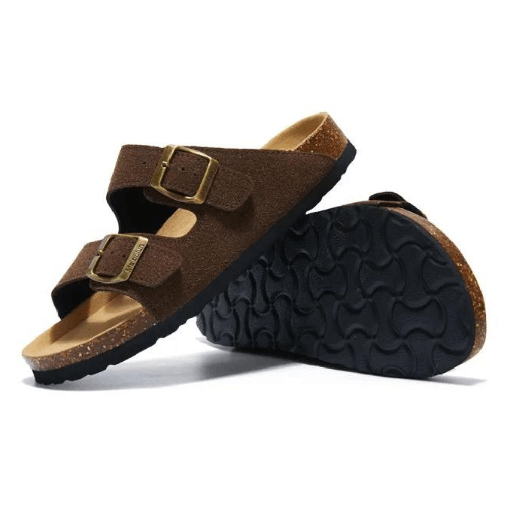 Maibulun Suede Arizona Sandals - Dark Brown | Solmar