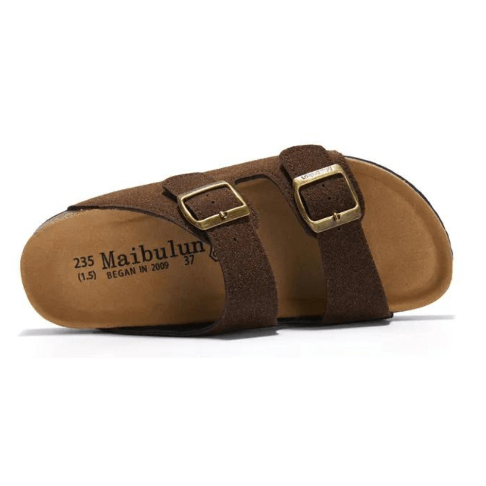 Maibulun Suede Arizona Sandals - Dark Brown | Solmar