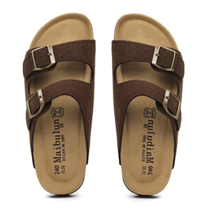 Maibulun Suede Arizona Sandals - Dark Brown | Solmar