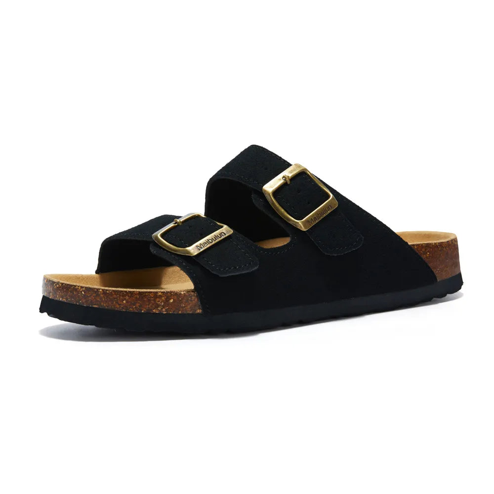 Maibulun Suede Arizona Sandals - Black | Solmar
