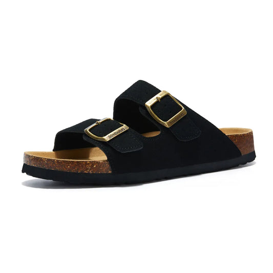 Maibulun Suede Arizona Sandals - Black | Solmar