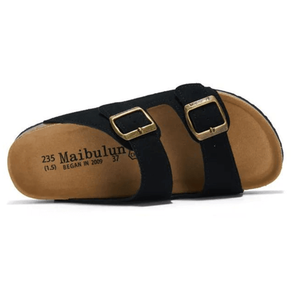 Maibulun Suede Arizona Sandals - Black | Solmar