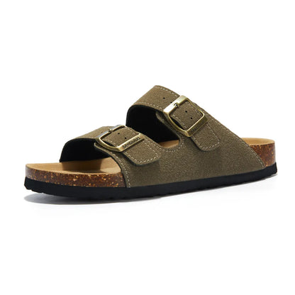 Maibulun Suede Arizona Sandals - Moss Green | Solmar