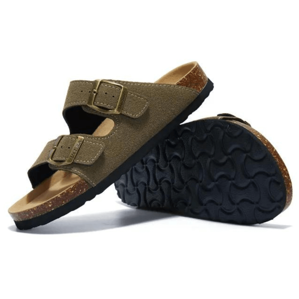 Maibulun Suede Arizona Sandals - Moss Green | Solmar