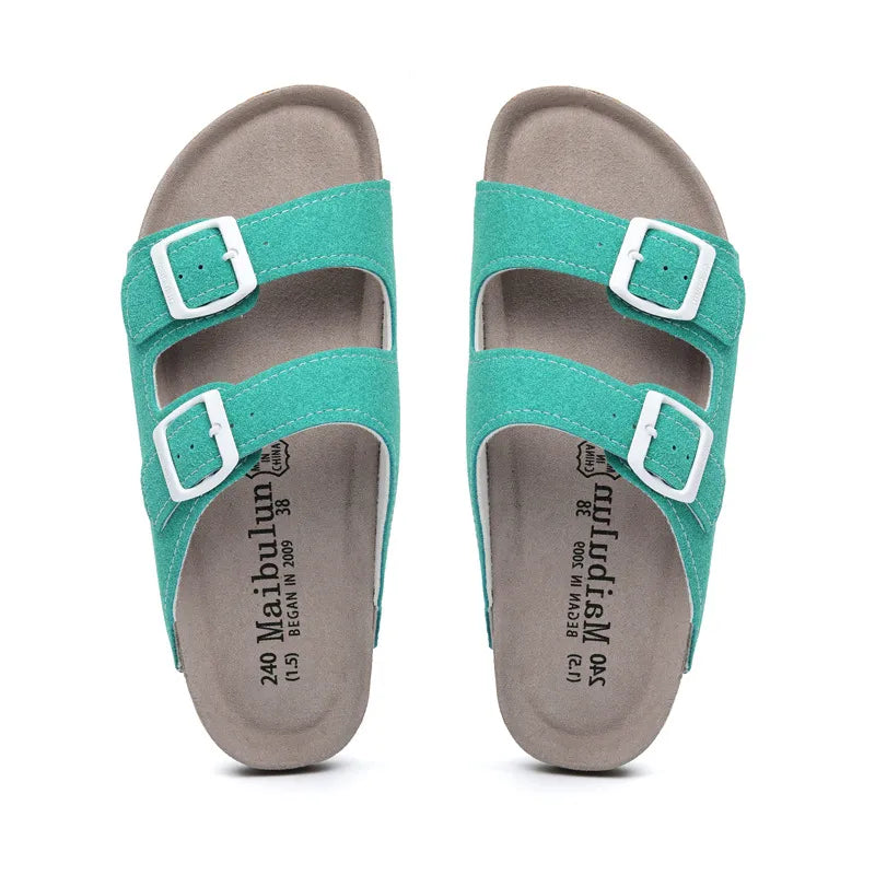 Maibulun Suede Arizona Sandals - Aqua | Solmar