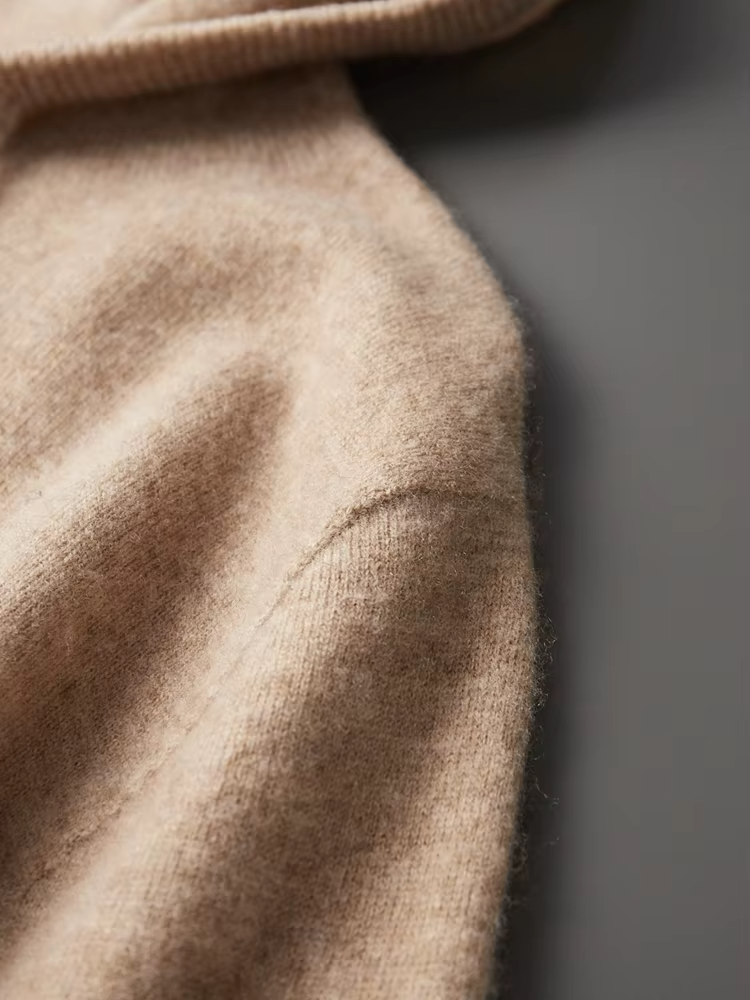 Pure Extra-Fine Merino Wool Beige Leisure Hoodie | Solmar
