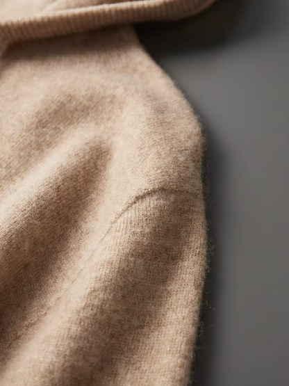 Pure Extra-Fine Merino Wool Beige Leisure Hoodie | Solmar