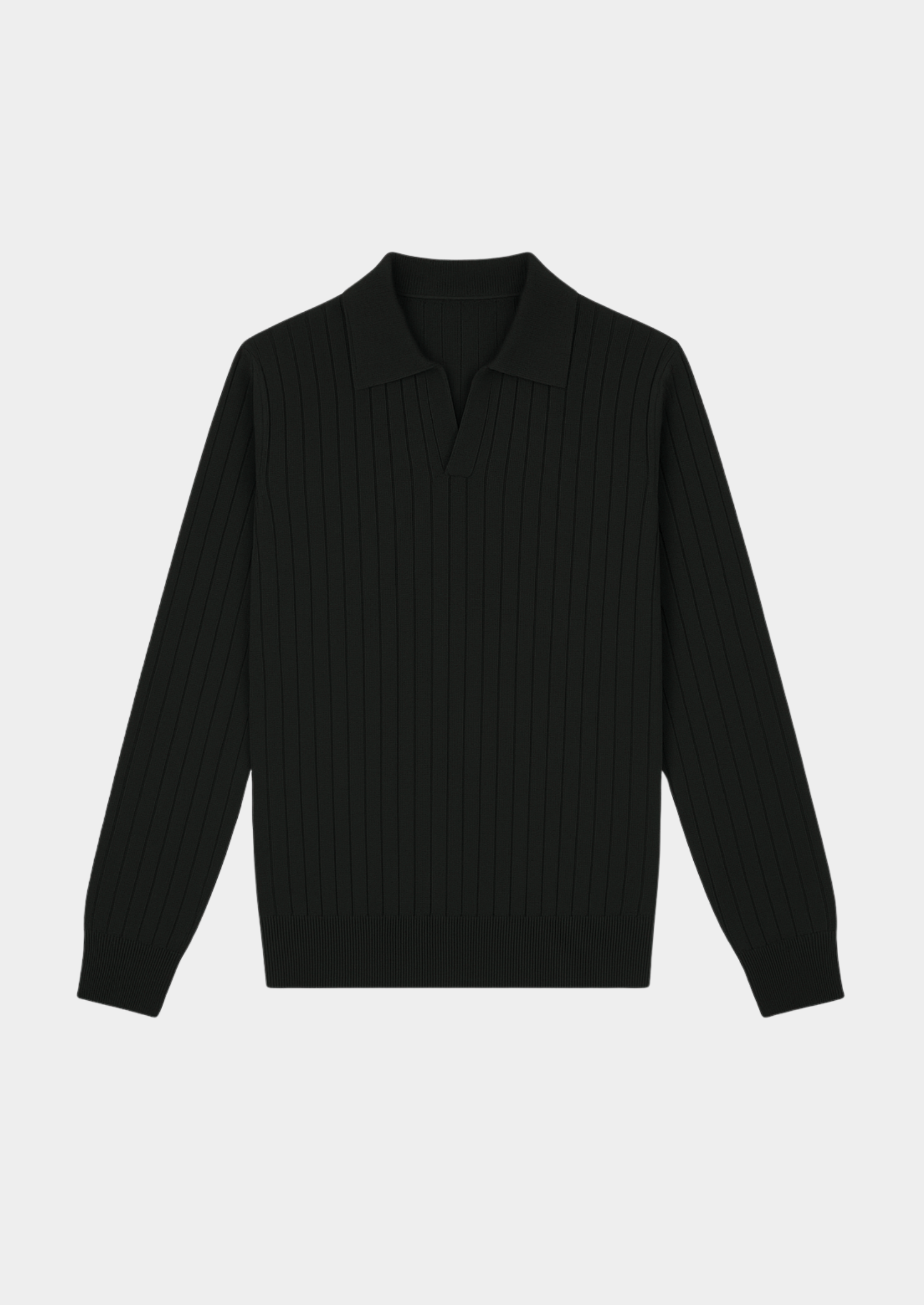 Black Buttonless Ribbed Polo | Solmar