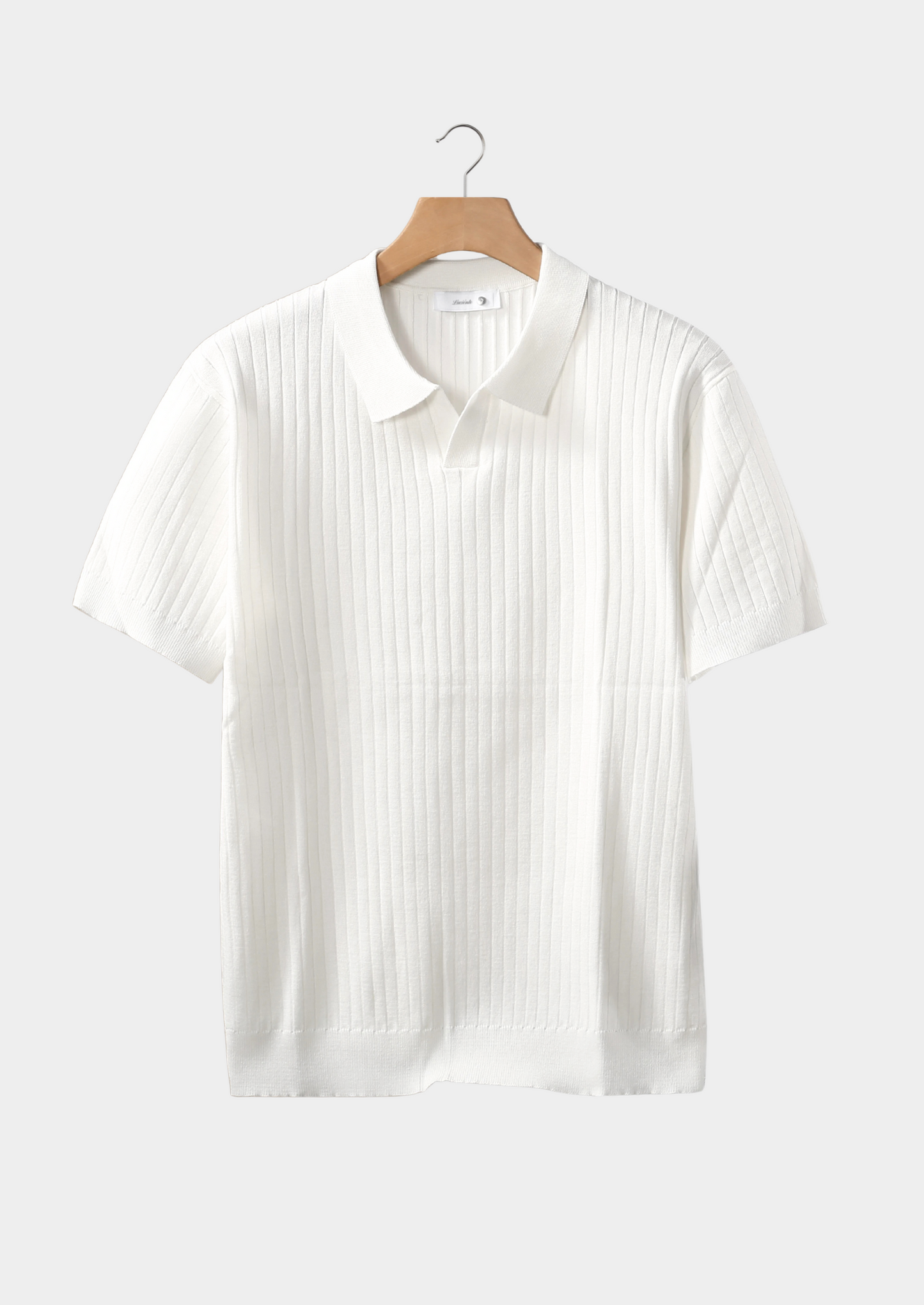 White Ribbed Buttonless Polo | Solmar