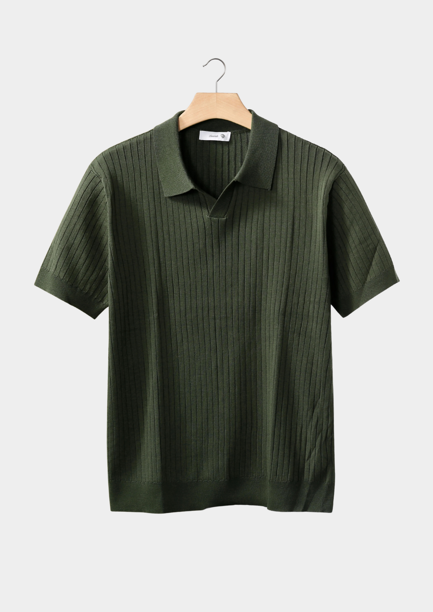 Olive Ribbed Buttonless Polo | Solmar