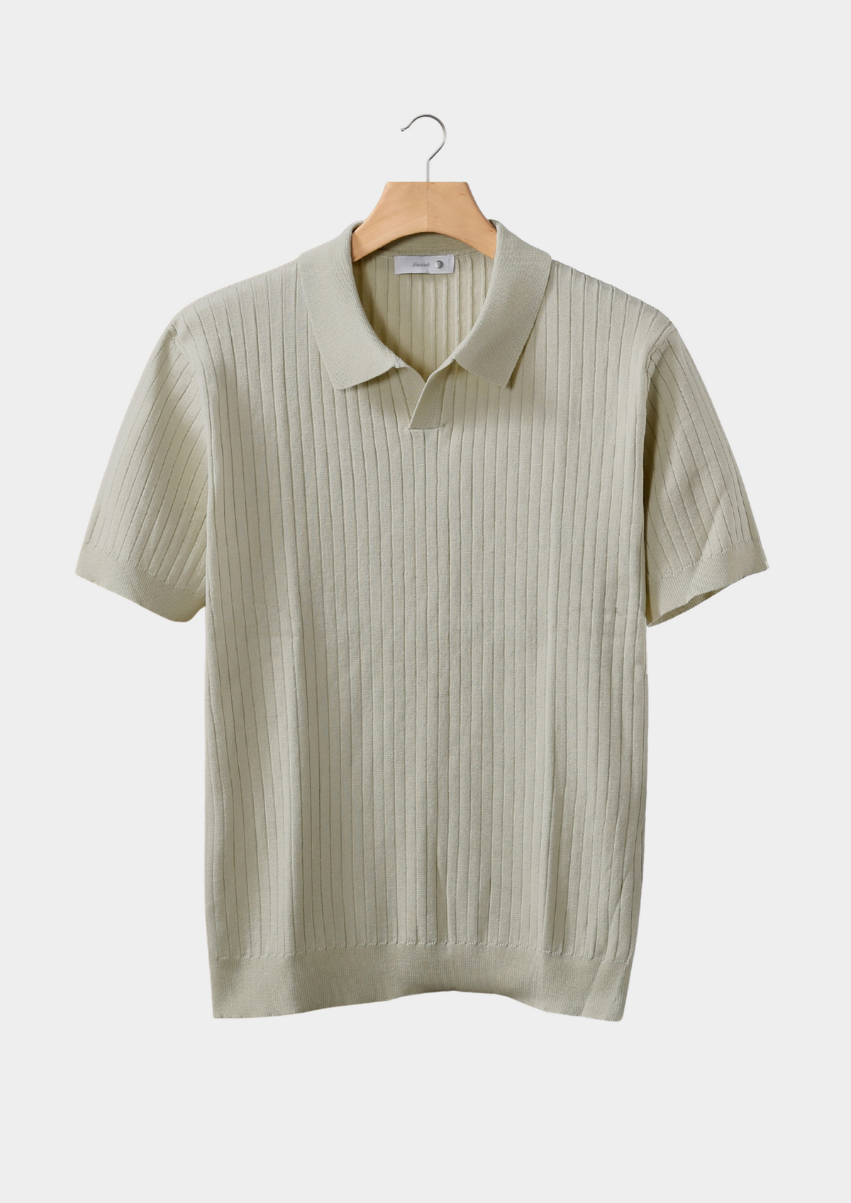 Khaki Ribbed Buttonless Polo | Solmar