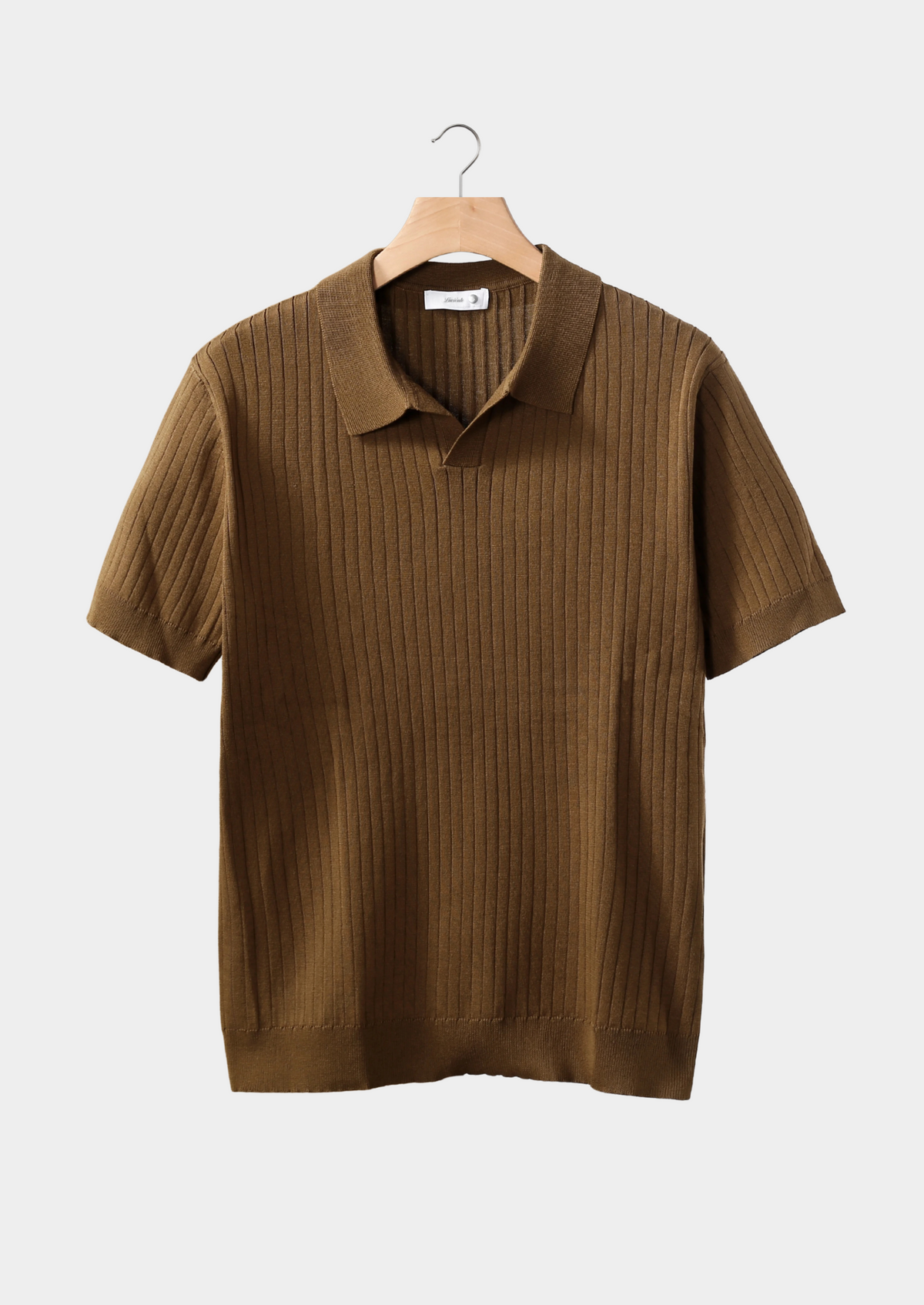 Caramel Ribbed Buttonless Polo | Solmar