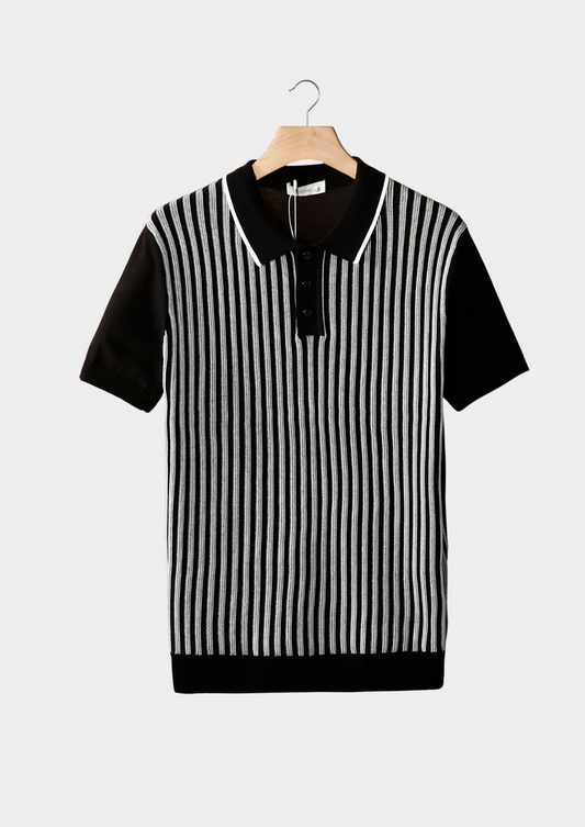 Black Vertical Striped Polo | Solmar