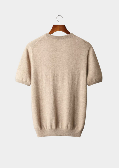 Premium Cashmere Classic Crewneck T-Shirt - Light Beige | Solmar