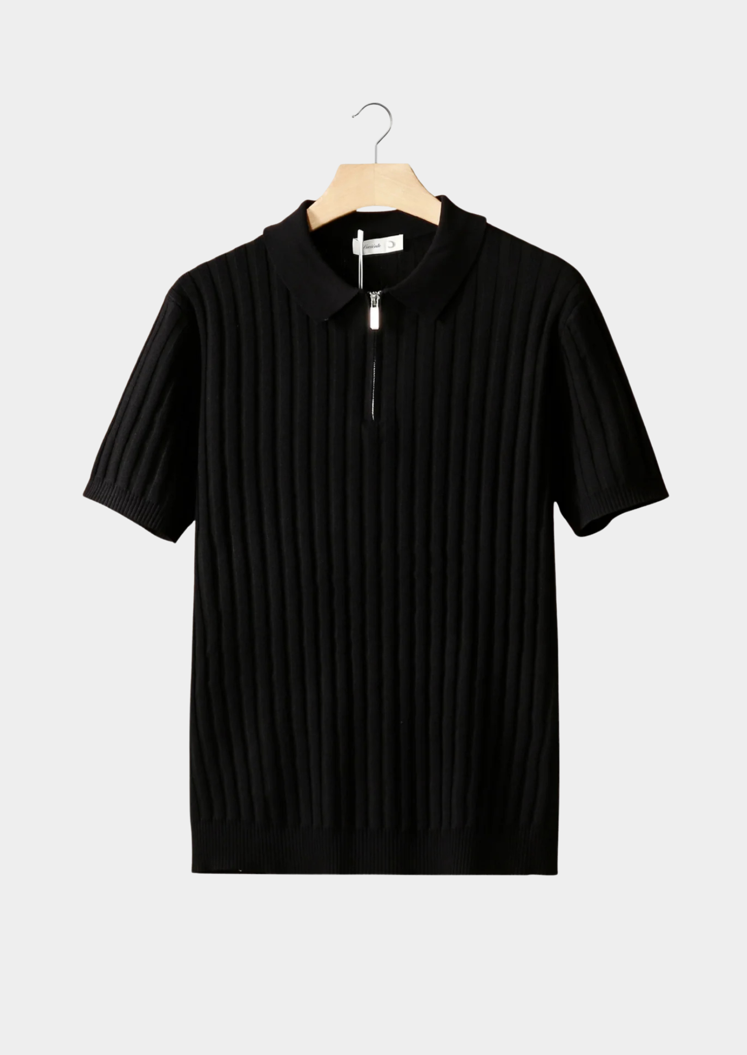 Black Ribbed Zipper Polo | Solmar