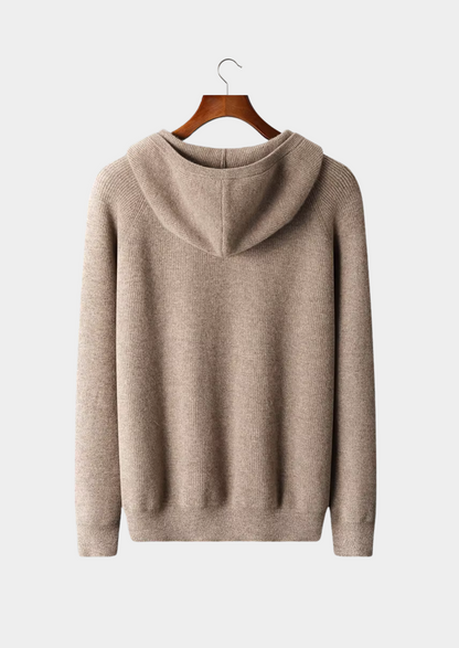 Pure Extra-Fine Merino Wool Ribbed Zip Hoodie | Solmar