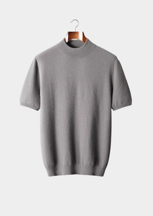 Premium Cashmere Mock Neck T-Shirt | Solmar