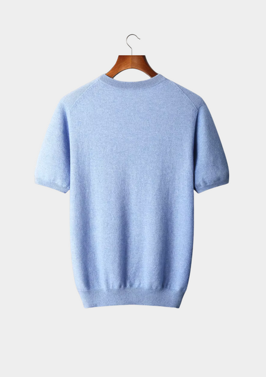 Premium Cashmere Classic Crewneck T-Shirt - Light Blue | Solmar