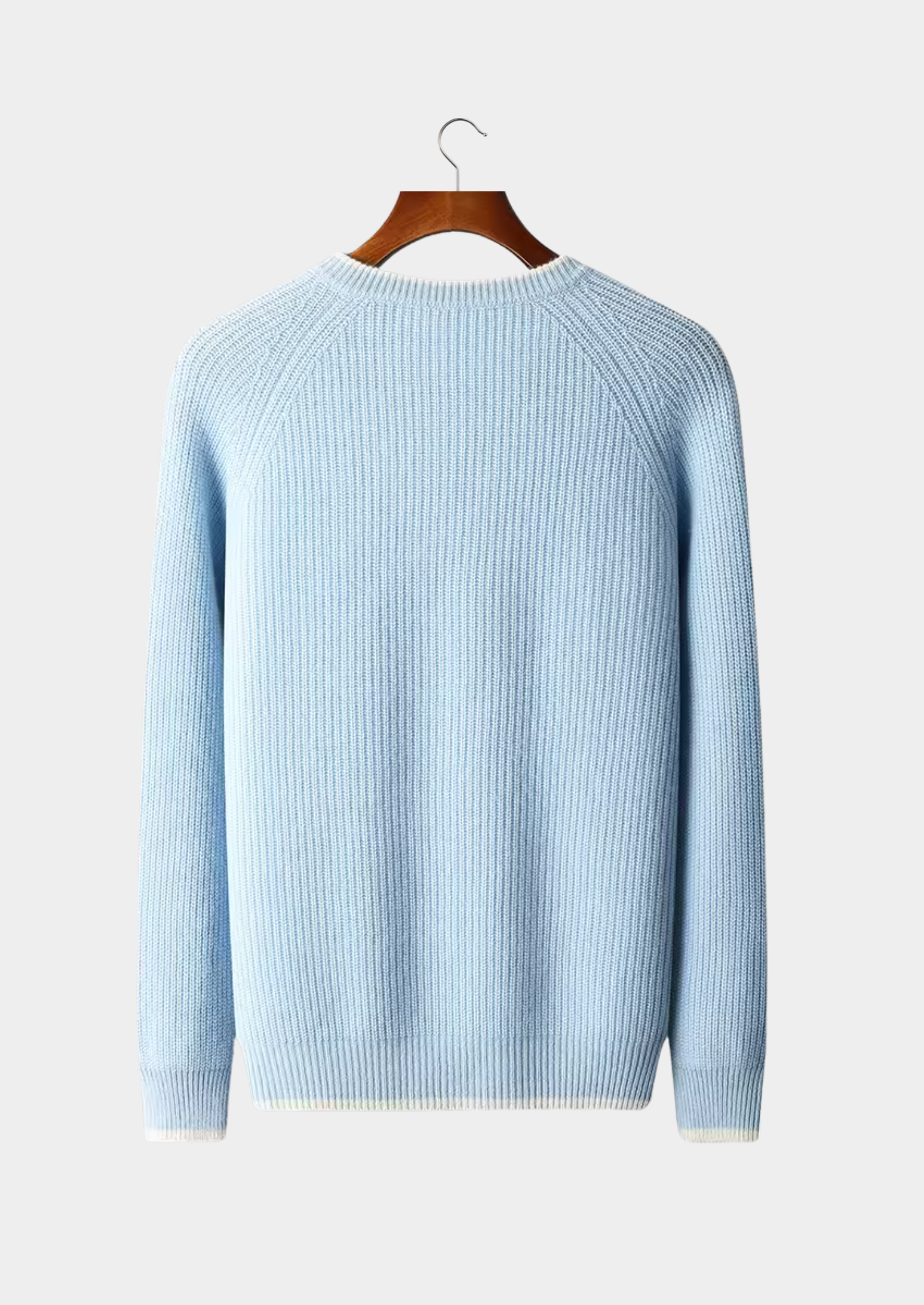 Pure Extra-Fine Merino Wool Two Tone Crewneck | Solmar